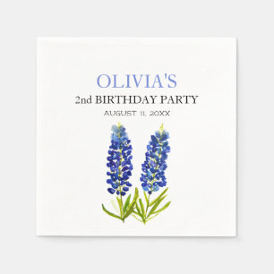 2nd Birthday Party Bluebonnets Flowers Baby Girl Napkins