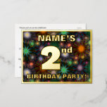 [ Thumbnail: 2nd Birthday Party: Bold, Colorful Fireworks Look Postcard ]