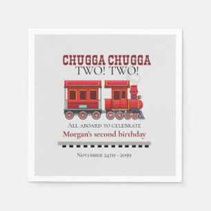 2nd Birthday Party Cute Red Western Train Napkins
