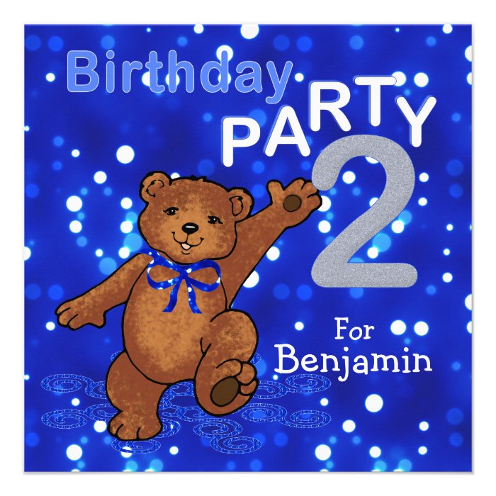 2nd Birthday Party Dancing Teddy Bear Personalized Invites