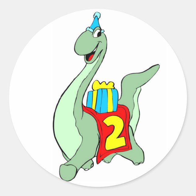 2nd Birthday Party Dinosaur  Sticker (Front)