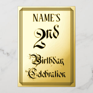 2nd Birthday Party — Elegant Script + Custom Name Foil Invitation
