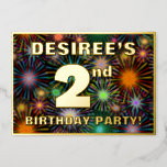 [ Thumbnail: 2nd Birthday Party — Fun, Colorful Fireworks Look Invitation ]