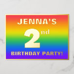 [ Thumbnail: 2nd Birthday Party: Fun, Colorful Rainbow Pattern Invitation ]