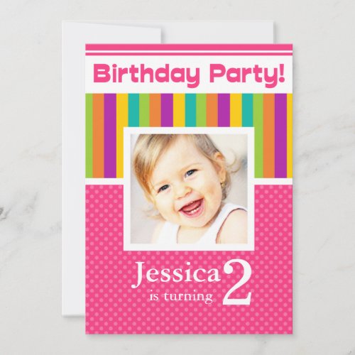 2nd Birthday Party Invitations Fun Neon GIRL