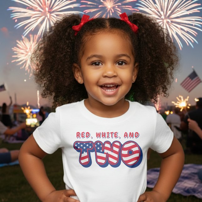 2nd Birthday Party Patriotic USA Flag July 4th Baby T-Shirt (Creator Uploaded)