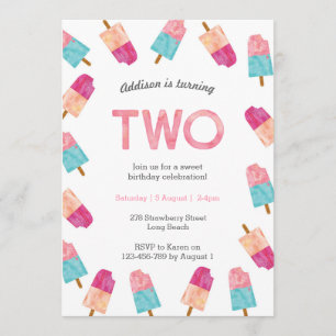 2nd Birthday Party Popsicle Ice cream invitation