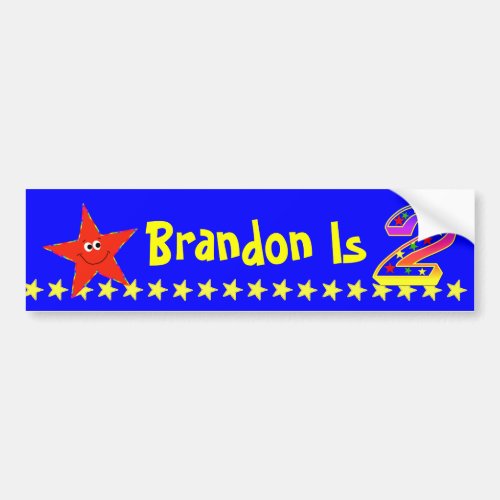 2nd Birthday Party Red Smiling Star Decoration Bumper Sticker