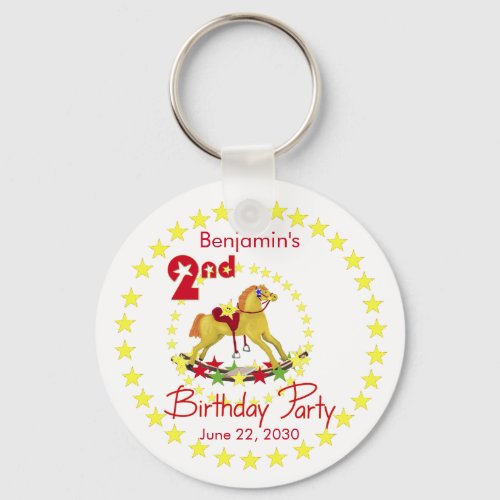 2nd Birthday Party Rocking Horse Keychain