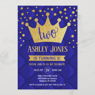 2nd Birthday Party - Royal Blue Gold Invitation