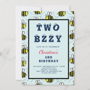 2nd Birthday Party, Second Busy Bee Birthday Party Invitation