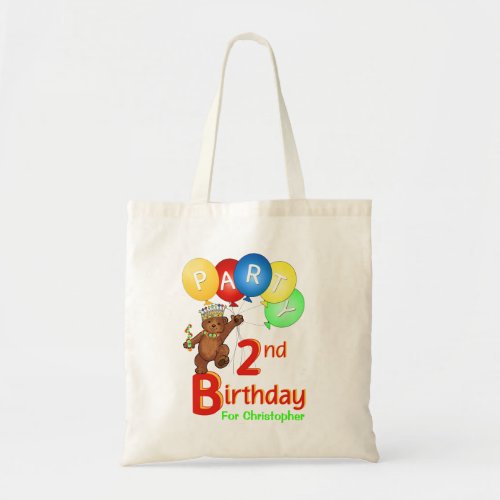2nd Birthday Party Teddy Bear Prince Goodie Tote Bag