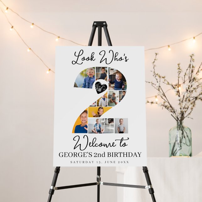 2nd Birthday Photo Collage Party Sign & Keepsake (Creator Uploaded)