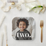 2nd Birthday Photo - two Paper Plates<br><div class="desc">A minimalist second Birthday Birthday design with space to add your own photo and with the word 'two.' over the top. You can change the word to anything else if you prefer!</div>