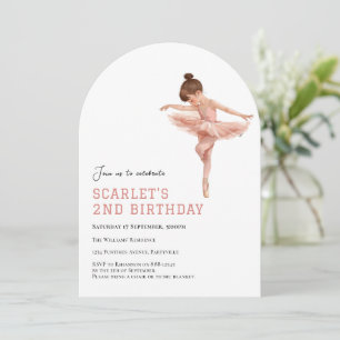 2nd Birthday Pink Ballet Girl Tutu Invitation