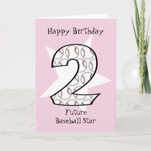 2nd Birthday Pink Baseball Star Card