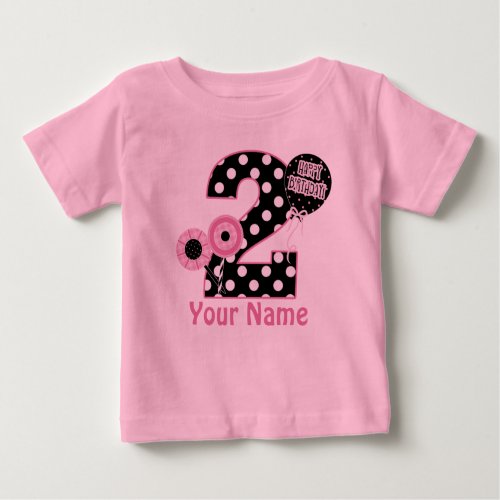 2nd Birthday Pink Black Personalized T_shirt