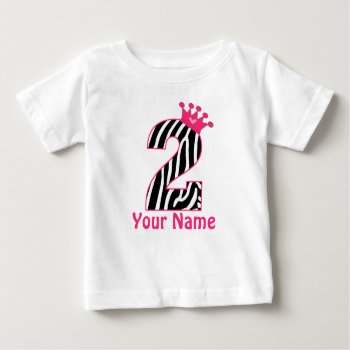 2nd Birthday Pink Zebra Personalized Shirt by mybabytee at Zazzle