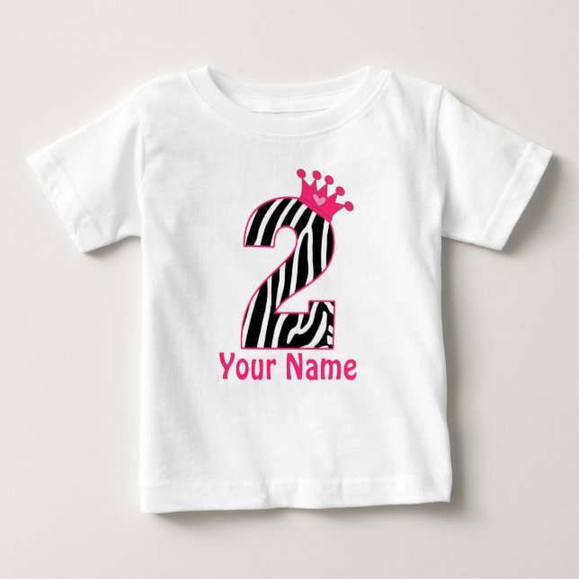 2nd Birthday Pink Zebra Personalized Shirt (Front)
