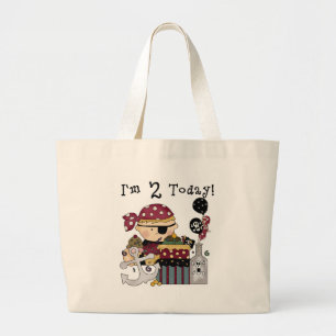 2nd  Birthday Pirate Tshirts and Gifts Large Tote Bag