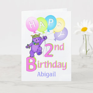 2nd Birthday Princess Bear, Custom Name Card
