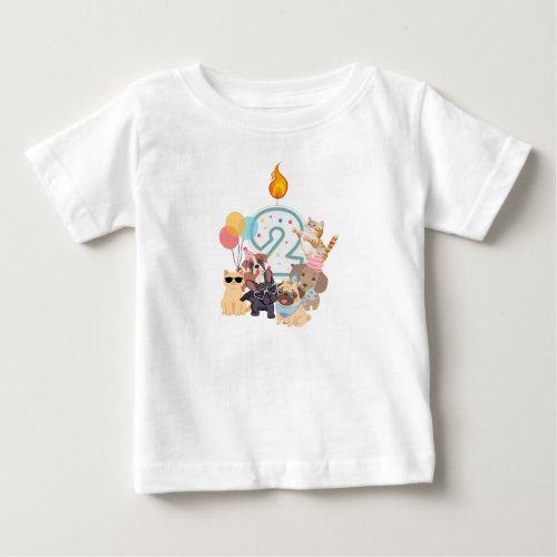 2nd Birthday Puppies & Kittens Boys or Girls Baby T-Shirt