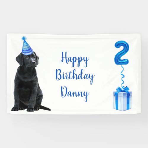 2nd Birthday Puppy Theme_ Cute Dog Blue Boy Pawty Banner