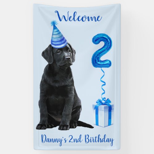 2nd Birthday Puppy Theme_ Cute Dog Blue Boy Pawty Banner