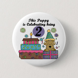 2nd Birthday Puppy Tshirts and Gifts Button