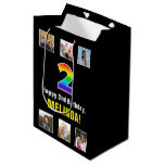 [ Thumbnail: 2nd Birthday: Rainbow “2“, Custom Photos & Name Gift Bag ]