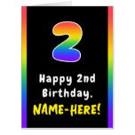 [ Thumbnail: 2nd Birthday: Rainbow Spectrum # 2, Custom Name Card ]