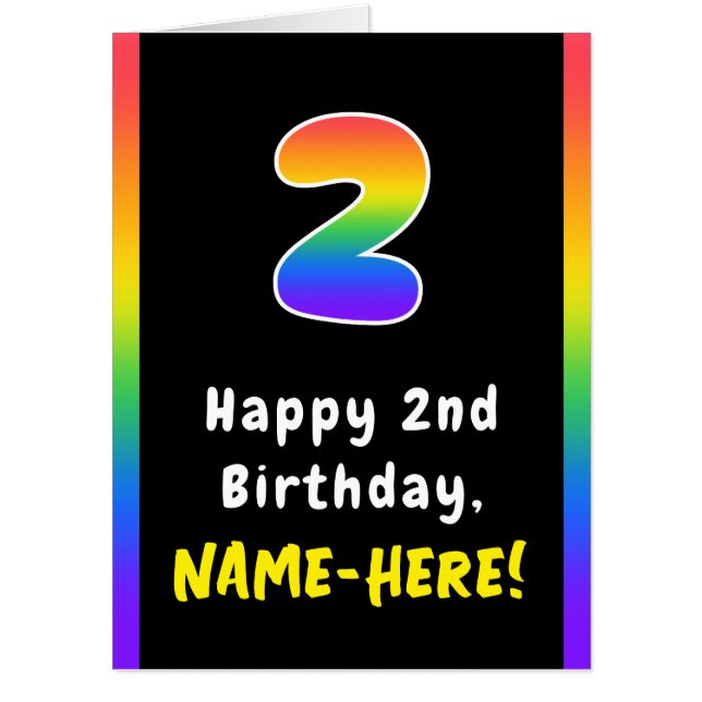 2nd Birthday: Rainbow Spectrum # 2, Custom Name Card (Front)