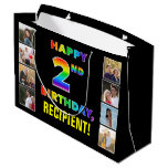 [ Thumbnail: 2nd Birthday: Rainbow Text, Custom Photos & Name Gift Bag ]