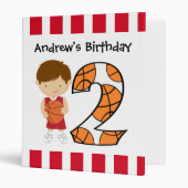 2nd Birthday Red and White Basketball Player v2 Binder (Front/Inside)