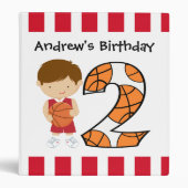 2nd Birthday Red and White Basketball Player v2 Binder (Front)