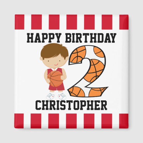 2nd Birthday Red and White Basketball Player v2 Magnet