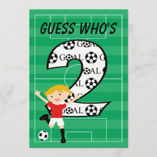 2nd Birthday Red and White Soccer Goal Invitation