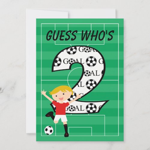 2nd Birthday Red and White Soccer Goal Invitation