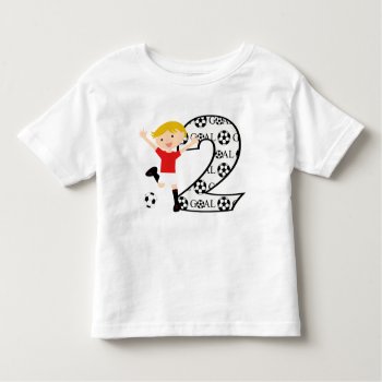 2nd Birthday Red And White Soccer Goal T-shirt by CelebrationBazaar at Zazzle
