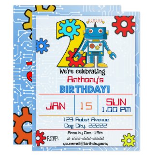 2nd Birthday Robot Custom Card