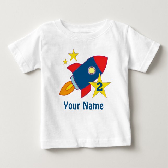 2nd Birthday Rocket Personalized T-shirt (Front)