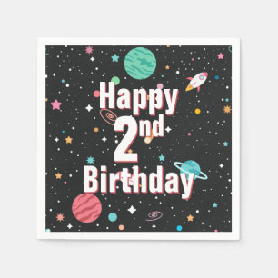 2nd Birthday Rocket Ships and Planets  Napkins