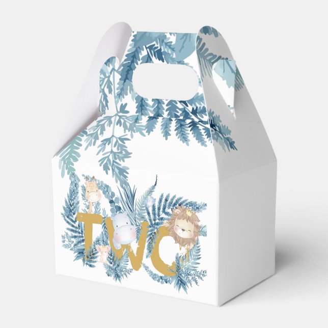 2nd Birthday Safari Animals Exotic Personalized Favor Boxes (Front Side)