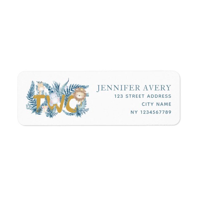 2nd Birthday Safari Animals Return Address Label (Front)