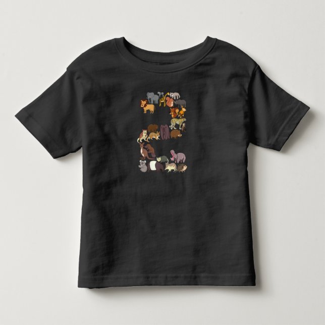 2nd Birthday Safari Zoo Animals Figures 2 Year Old Toddler T-shirt (Front)