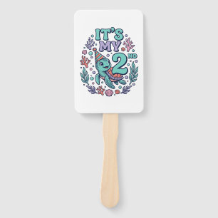 2nd Birthday Sea Turtle Vintage Engraving Design_1 Hand Fan