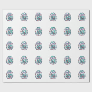 2nd Birthday Sea Turtle Vintage Engraving Design_1 Wrapping Paper