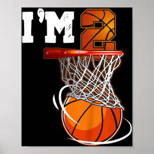 2nd Birthday Shirt Boy Basketball Kids Two Year Ol Poster