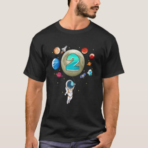 2nd Birthday Space  Astronaut 2 Years Old Bday T-Shirt