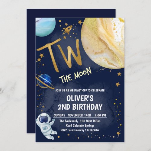 2nd Birthday Space Party Invitation 